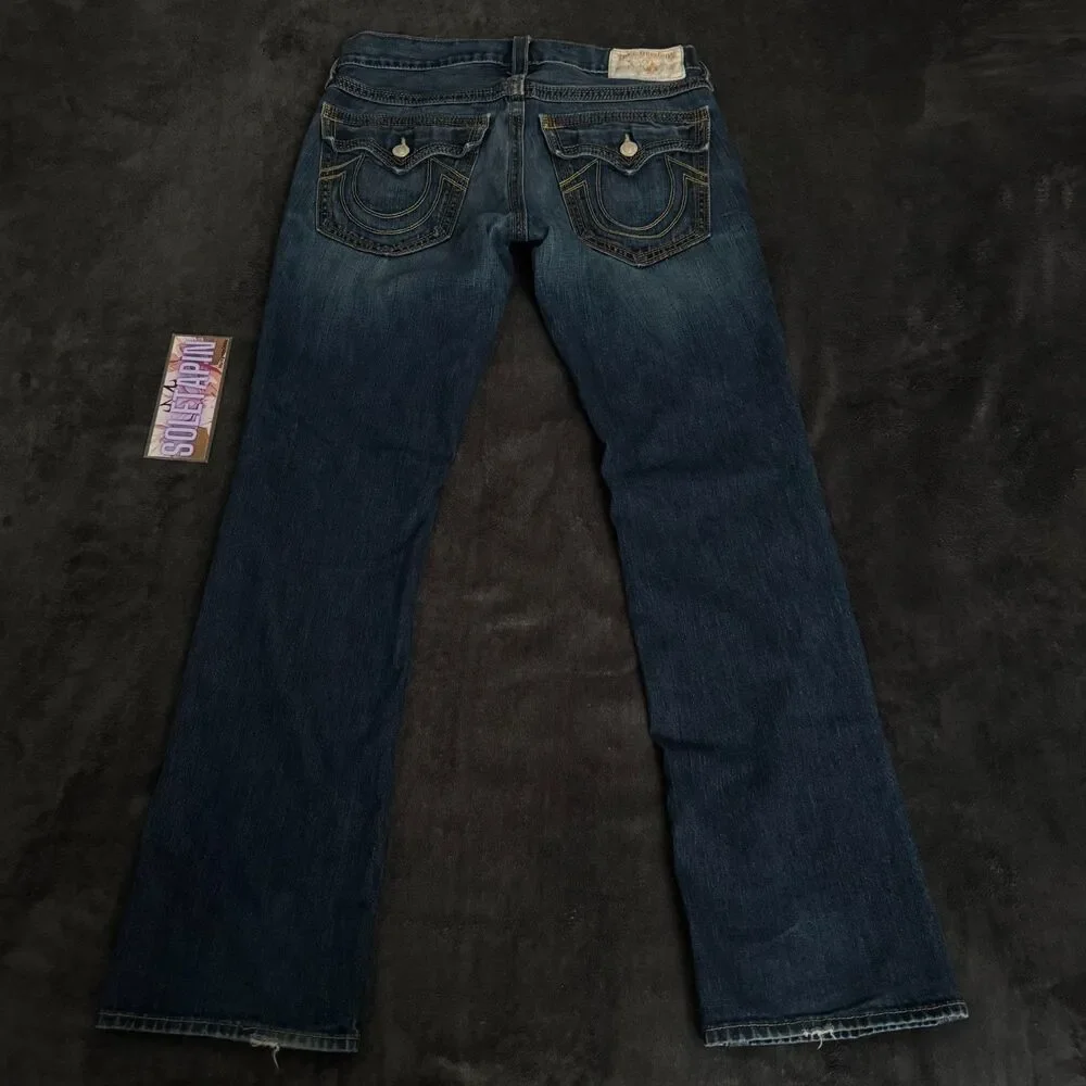 VTG True Religion Ricky QT Mens Blue Thick Double Stitch Jeans USA Size 32x32